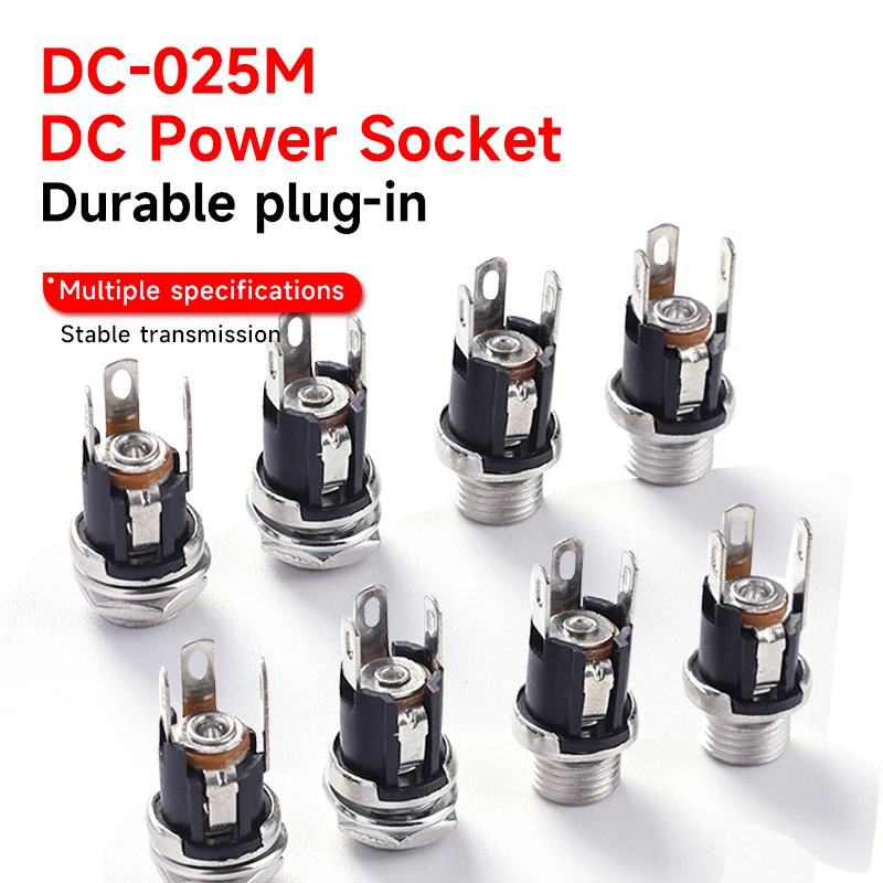5PCS DC-025M Threaded Mount Power Jacks 5.5x2.1mm / 5.5x2.5mm Size for DC Power Supply Connector