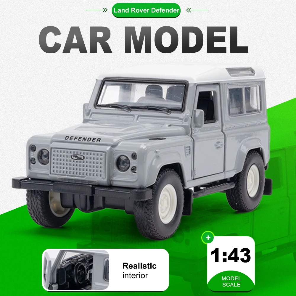 

Масштабная модель внедорожника Land Rover Defender 1:43, металлическая, литая под давлением, с акриловым боксом, резиновыми шинами, открывающимися дверями, изысканная коллекционная модель