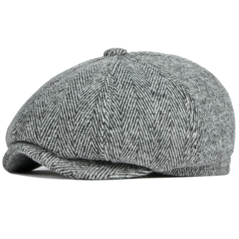 

MZ3336 Beret Cap Thick Warm Autumn Winter Wool Beret Hat Male Female Striped Earflap Cap Women Ivy Octagonal Flat Cap Mens Beret