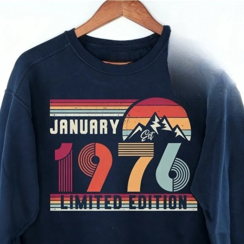 1976 aniversário retro aniversário ano manga longa para mulheres 50th presente moletom outono e inverno manter quente combinando hoodies