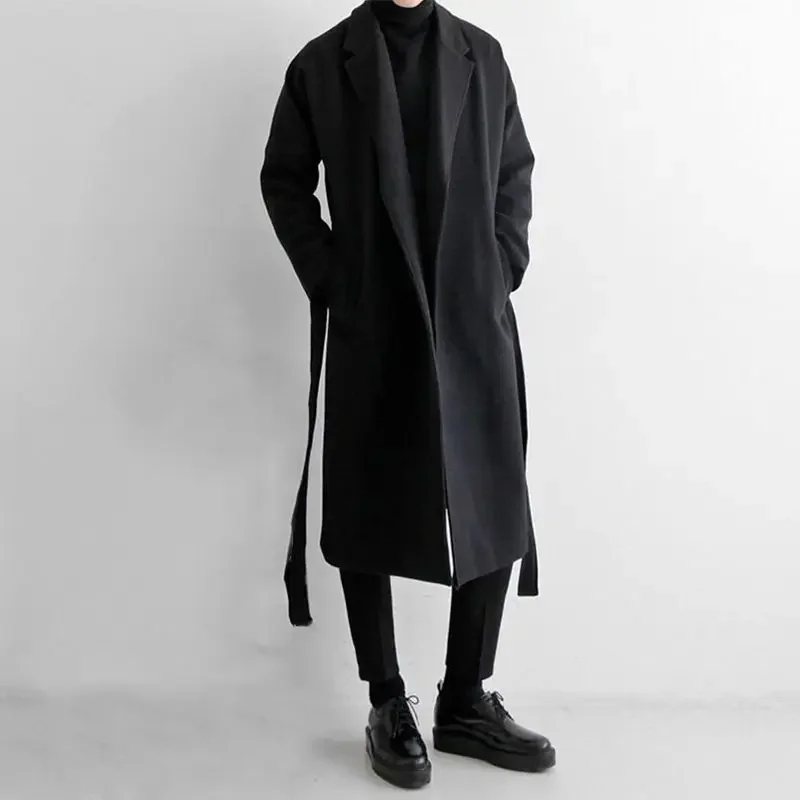 

Japanese Windbreaker Men's Long Thick Warm Trench Coat Men's Trendy Men's Loose Woolen Cloth Korean Streetwear Jacket S63