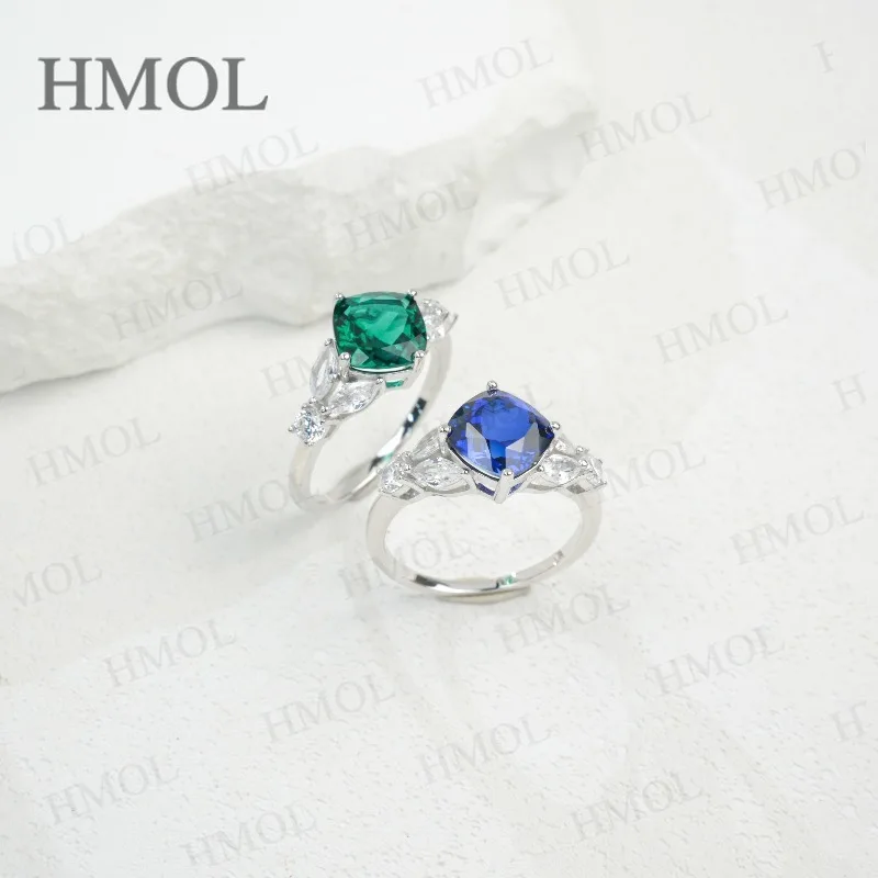 1.8-2.83CT Customized Ring Cushion Lab Grown Sapphire Ruby Columbia VVS1 925 Sterling Silver Sparkling For Christmas Jewelry