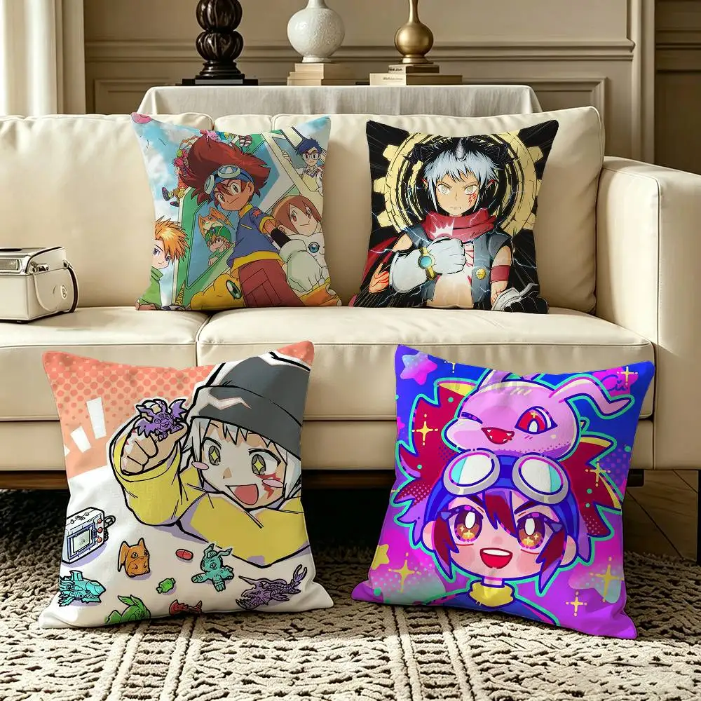 D-Digimon Story T-Time Stranger  Pillow Case Square Double-Sided Sofa Cushion Cover Bedroom Bedside Pillow