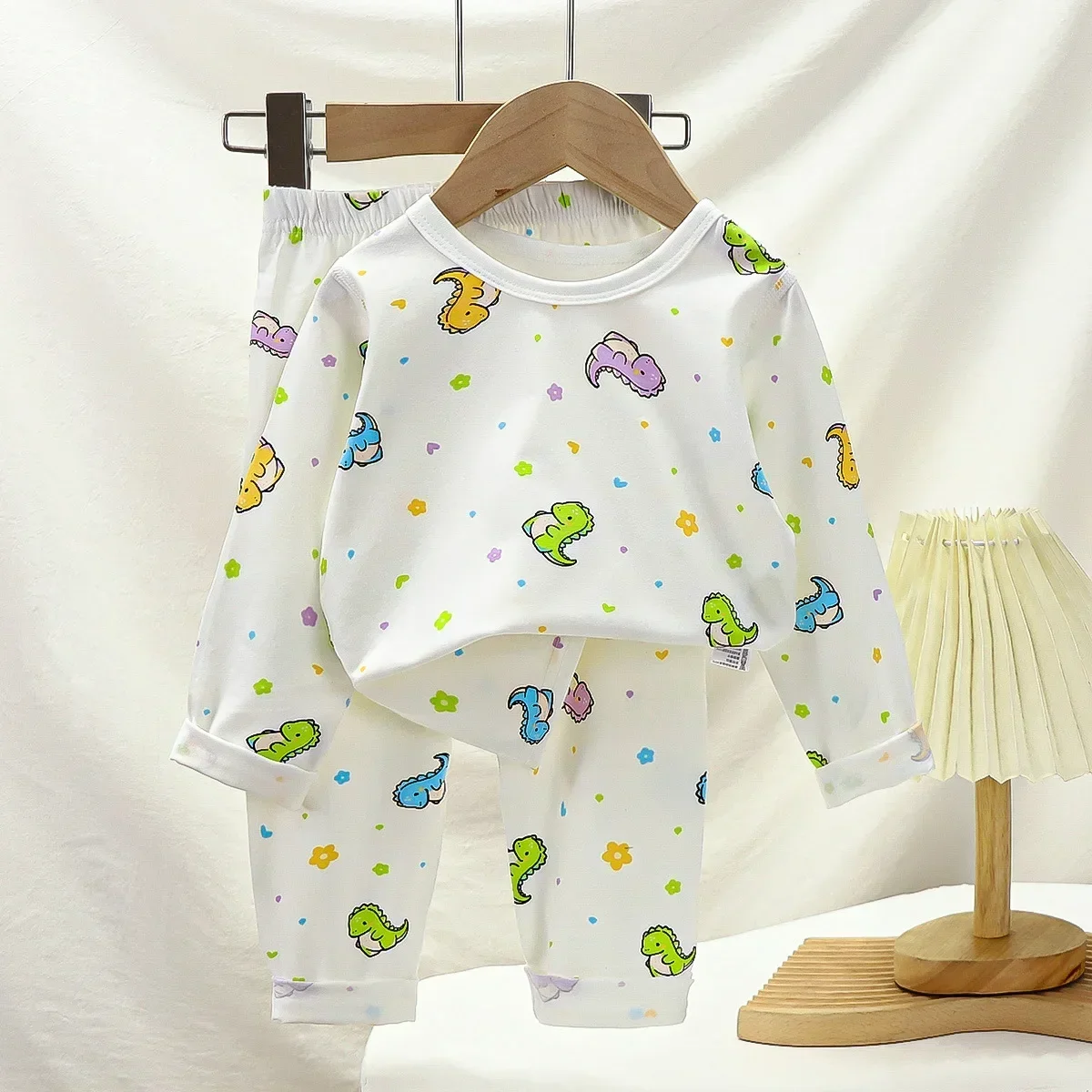 New 2024 Autumn Kids Warm Pajamas Baby Boys Girls Cute Cartoon Long Sleeve Lycra Pyjamas Toddler Sleepwear Casual Clothing Sets