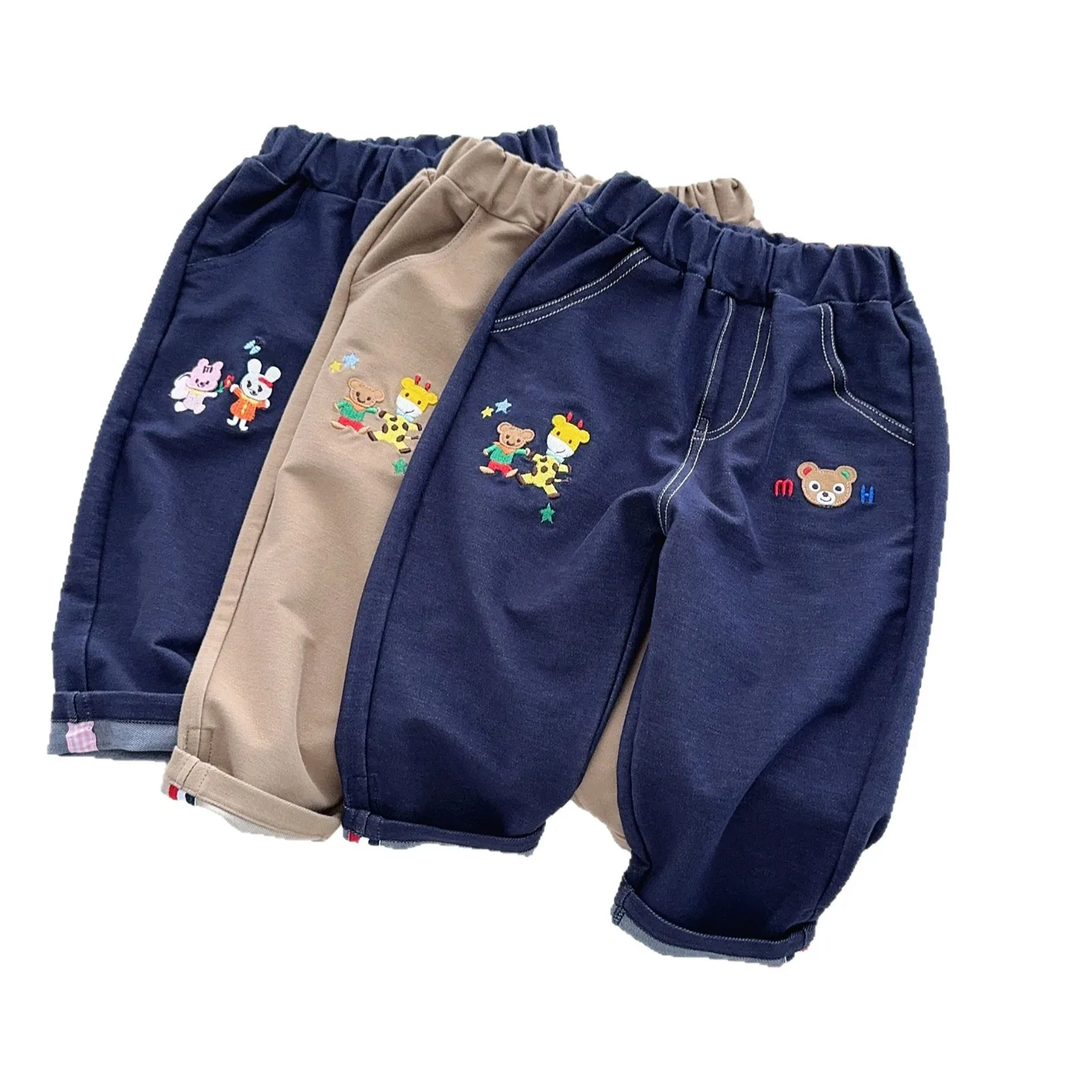 

2025 Autumn New Japanese Men's and Women's Casual Pants Soft and Comfortable Cartoon Embroidered Baby Multi Color Elastic Pants