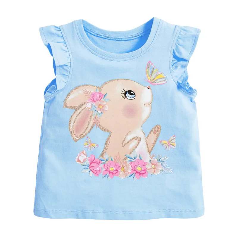 Little maven Girls T Shirt Lovely Rabbit Print Baby Girls Top Tees Shirts Summer Toddler Clothes for Kids Short Sleeve T Shirt