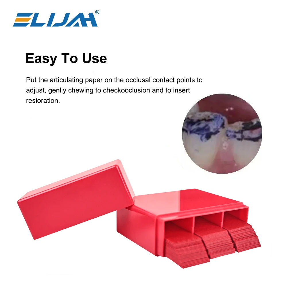 ELIJAH 300 Sheets Dental Articulating Paper 55*18mm Blue Red Double-sided Bite Strips Oral Dentist Teeth Care Whitening Material