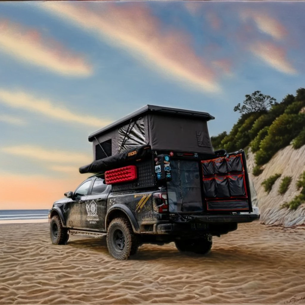 Modern Lightweight Aluminum Truck Camper Canopy Foldable and Waterproof Outdoor Expedition Canopy for Off-Road Trucks