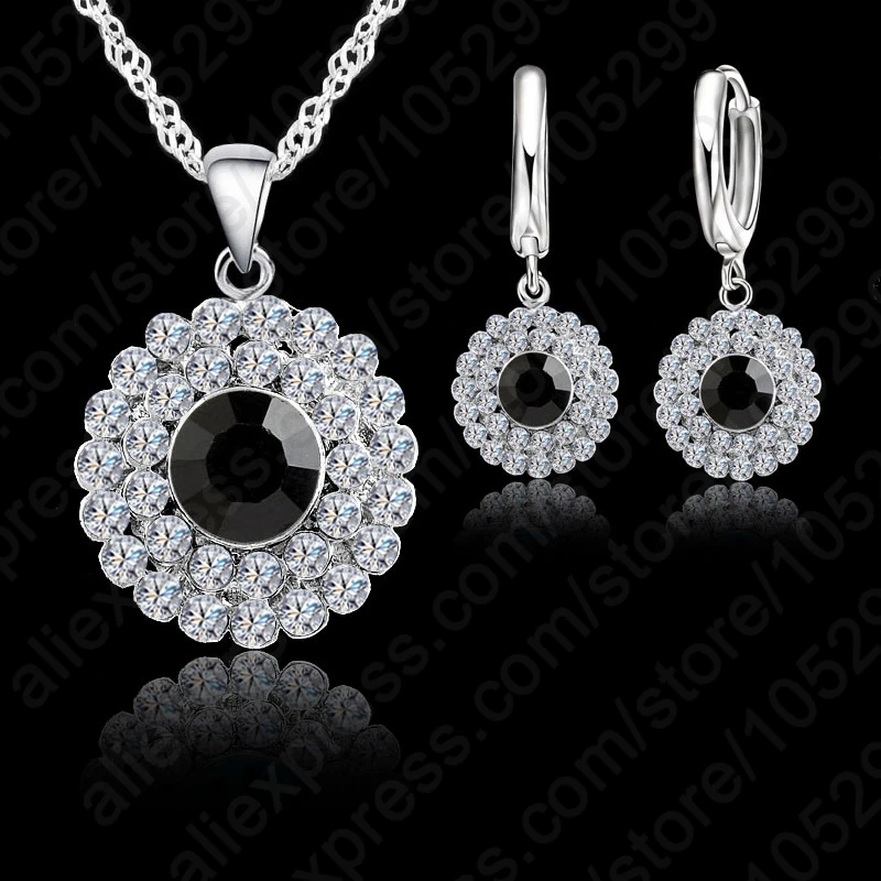 10 kolorów 925 Sterling Silver zestaw biżuterii krótki łańcuszek wisiorek naszyjnik Choker i kolczyki zestaw biżuterii kobiet — zdjęcie 6