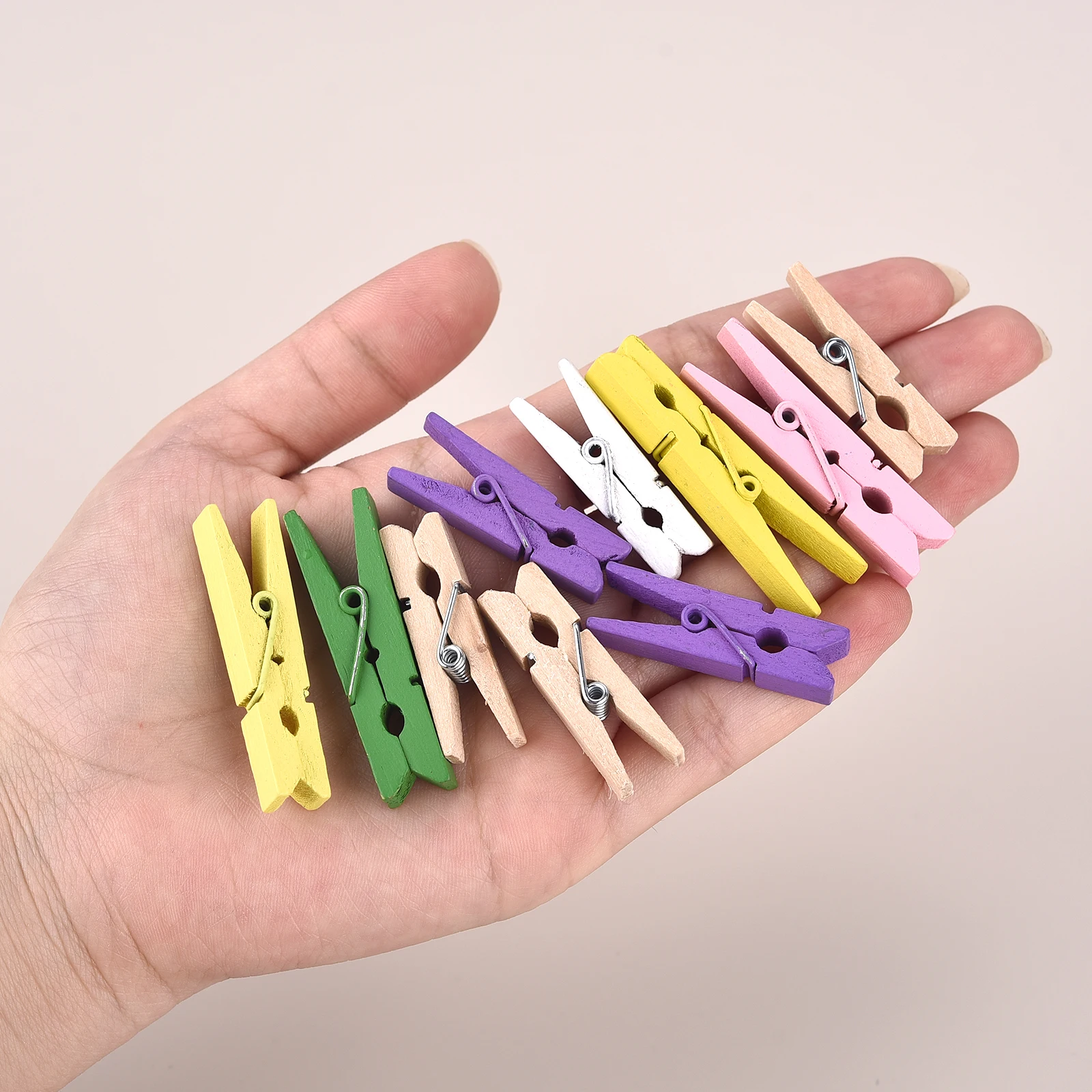 25pcs Natural Wooden Colored Photo Mini Clips Memo Paper Peg Clothespin DIY Stationery Christmas Wedding Party Home Decor