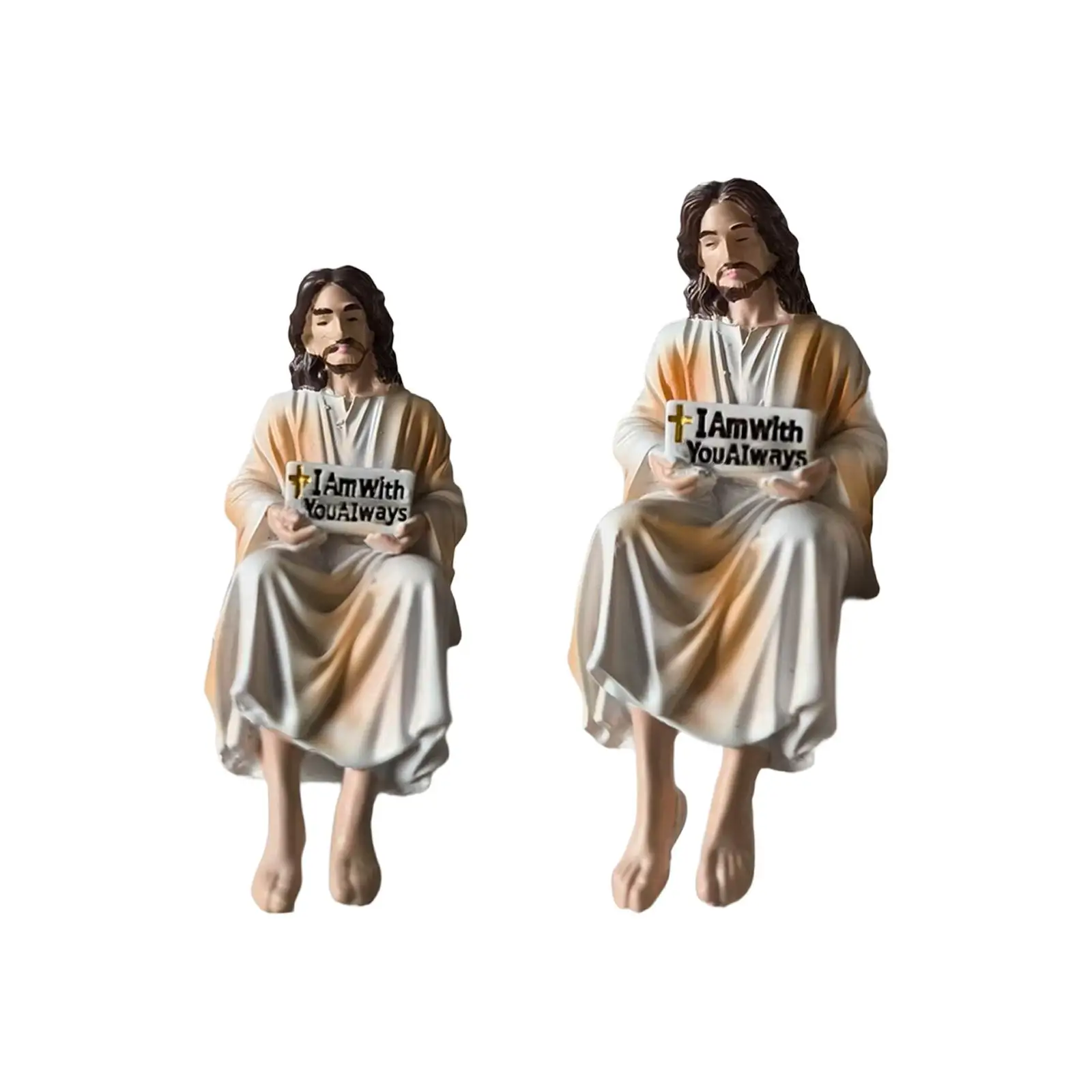 Estatua Decorativa de Jesús, Recuerdos Creativos para Fiestas, Figura de Jesús con Letrero 'Estoy Contigo Siempre', Escultura para el Tablero del Automóvil o Estante