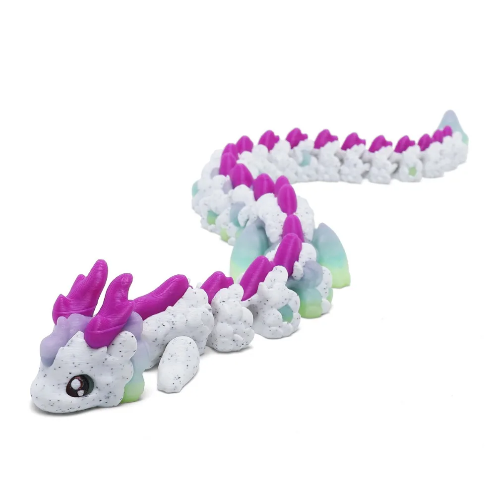 

Long Haired 3D Printed Dragon Movable Joint Multi-color Dragon Model Toy Crafts Toy Gradient Dragon Action Figure