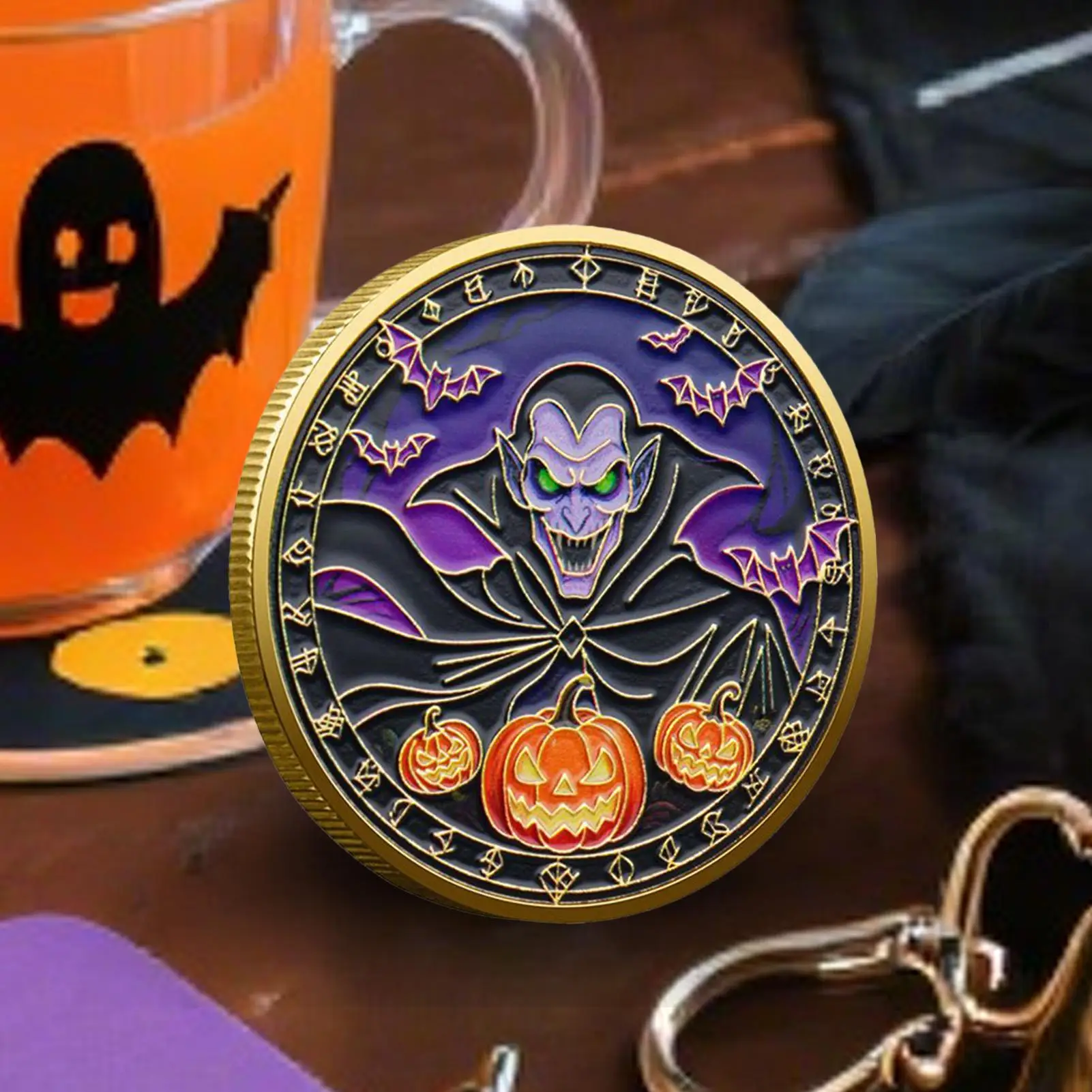Commemorative Coin Halloween Metal Coin Ornaments Art Decor Display Treasure Hunt Souvenir Collecting Adults Kids Decorations
