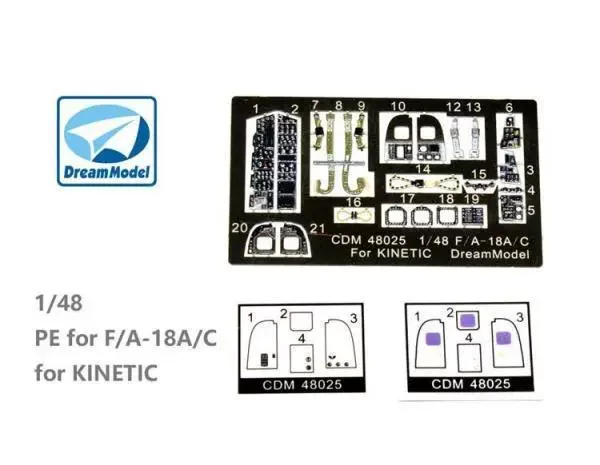 Droommodel Cdm48025 1/48 FA-18A/C Kleurrijke Cockpit Foto Geëtste Onderdelen Voor Kinetisch