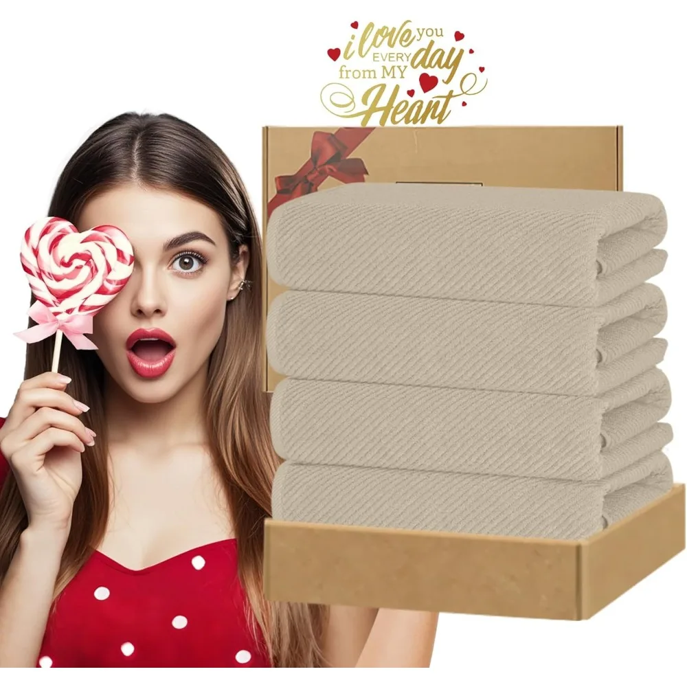 مجموعة مناشف حمام كبيرة مصنوعة من القطن بنسبة 100% - مقاس 30 × 56، سريعة الجفاف، خفيفة الوزن، سميكة وناعمة، ماصة لتجربة الاستحمام المريحة #6