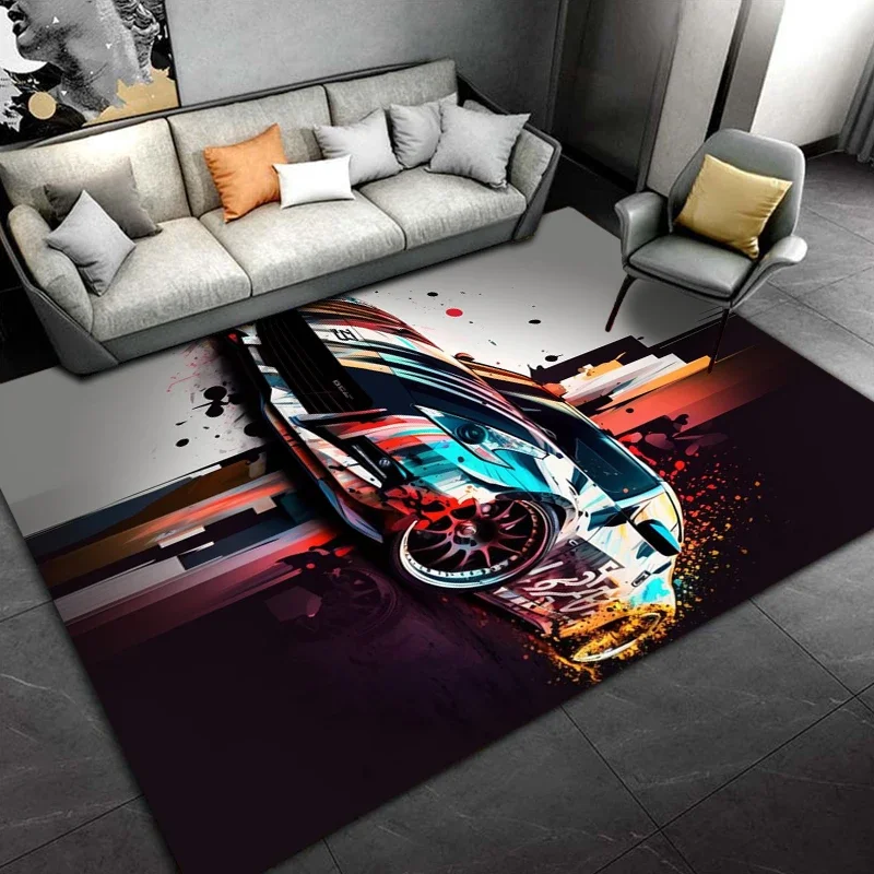 Racing Car Pattern Artwork Rug Bedroom Living Room Cool F1 Carpet for Kitchen Floor Mats Home Decor Non-Slip Floor Pad Rugs Gift