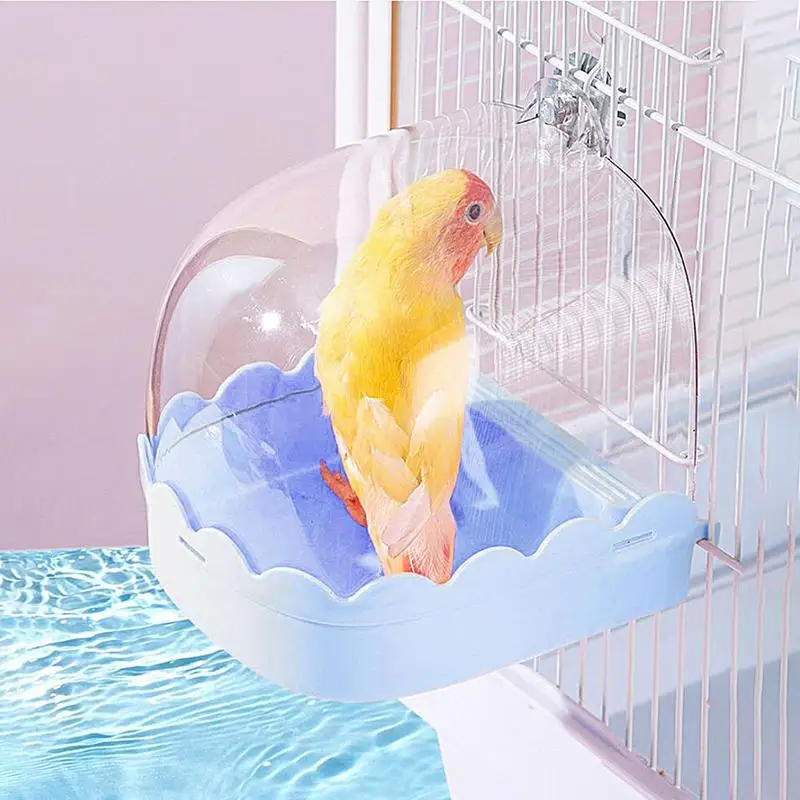 Cockatiel Birdbath Spacious Parakeets Shower Bathtub Multifunction Cleaning Pet Supplies Bird Cage Accessories Clear Bathtub For