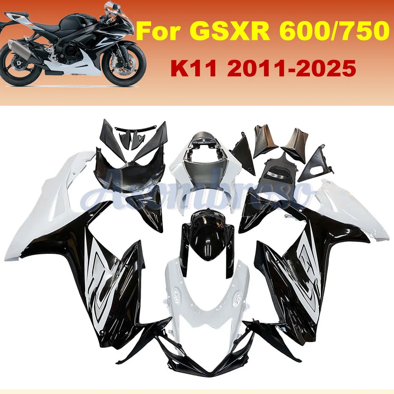 Full kit For GSXR600 2011-2025 12 13 14 15 16 17 18 19 20 21 22 23 24 GSXR 600 750 Black White Injection Fairing kit