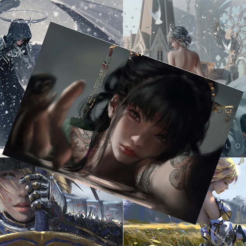 8PCS Ghost Blade WLOP Printed Posters Set - Anime illustration Characters Art Wall Painting Wall Picture Posters