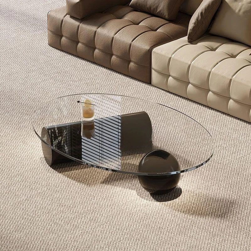 Minimalist creative glass coffee table Modern simple oval household tea table Transparent tempered glass