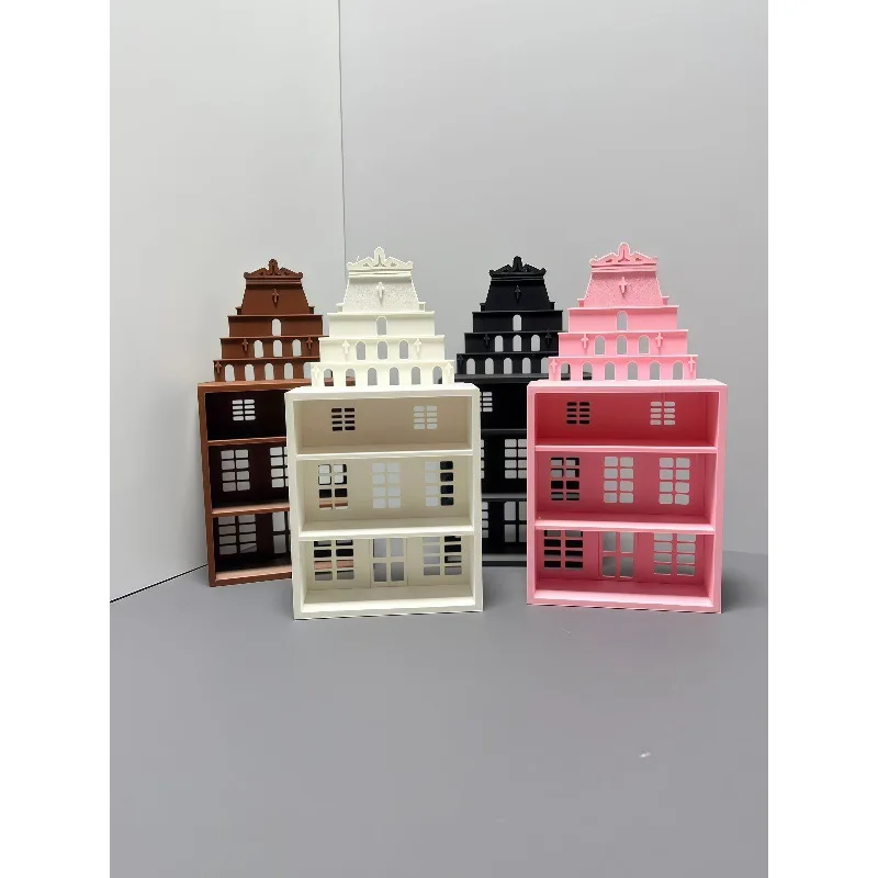 

Миниатюрная полка-органайзер в виде церковного здания, готическая подставка для хранения кукольных домиков, фигурок и миниатюрных игрушек, черная многоярусная подставка