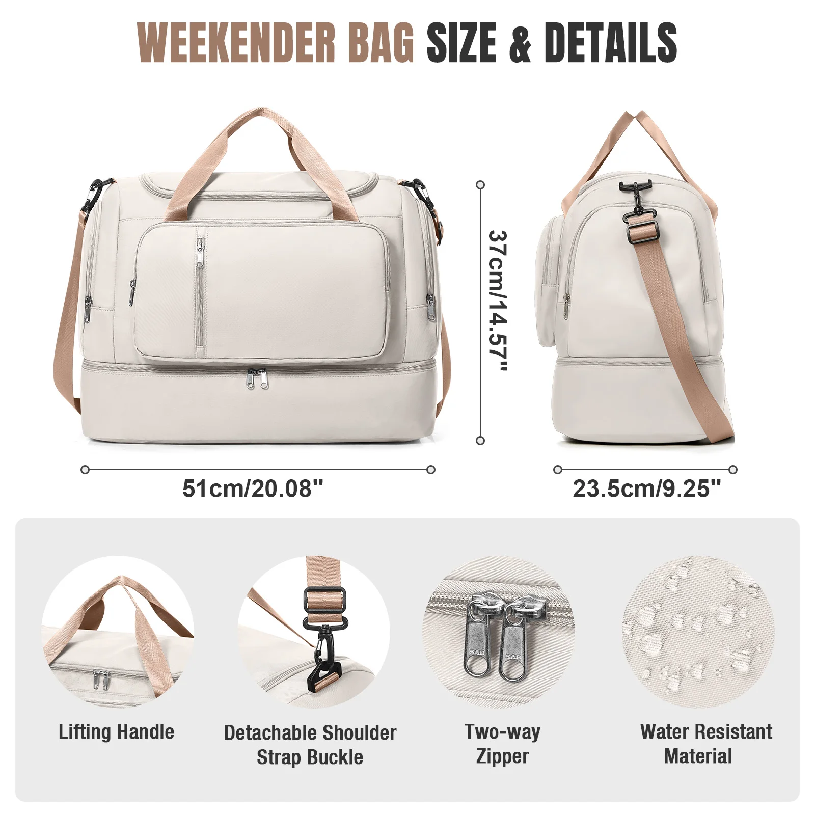 Personal Item Travel Bags for Women Camping Essentials Weekender Bags for Women， Carry-on Bag Luxury Travel Totes and Duffels view 3