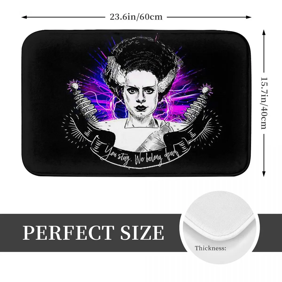 Goth Queens Bride Of Frankenstein Anti-slip Doormat Floor Mat Durable Carpet Rug for Kitchen Entrance Home Bedroom Footpad Mats