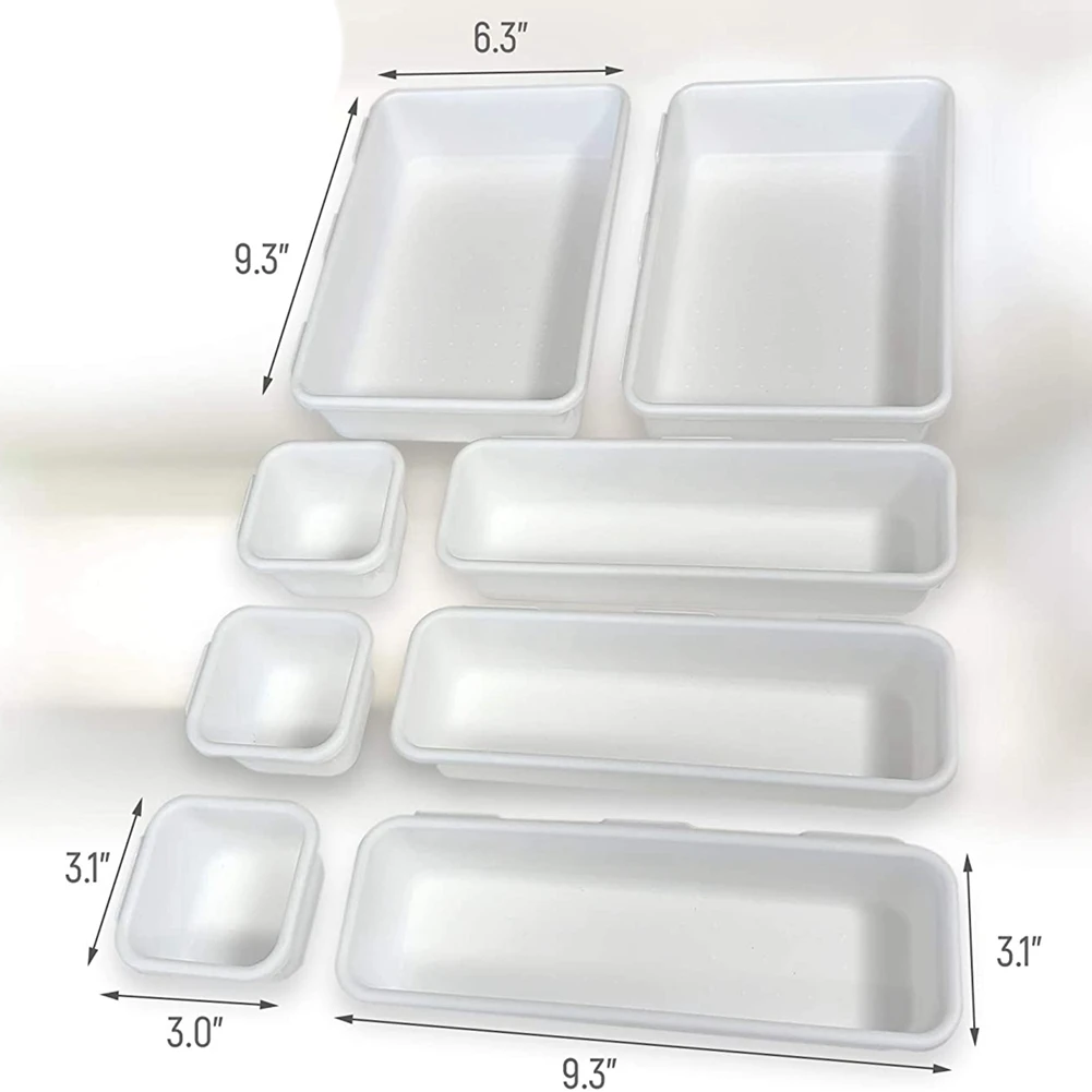 AT44-Drawer Organizer (16 PCS) - Interlocking Desk Organizer Tray Drawer Dividers Snap Together For Custom Layout Non Slip