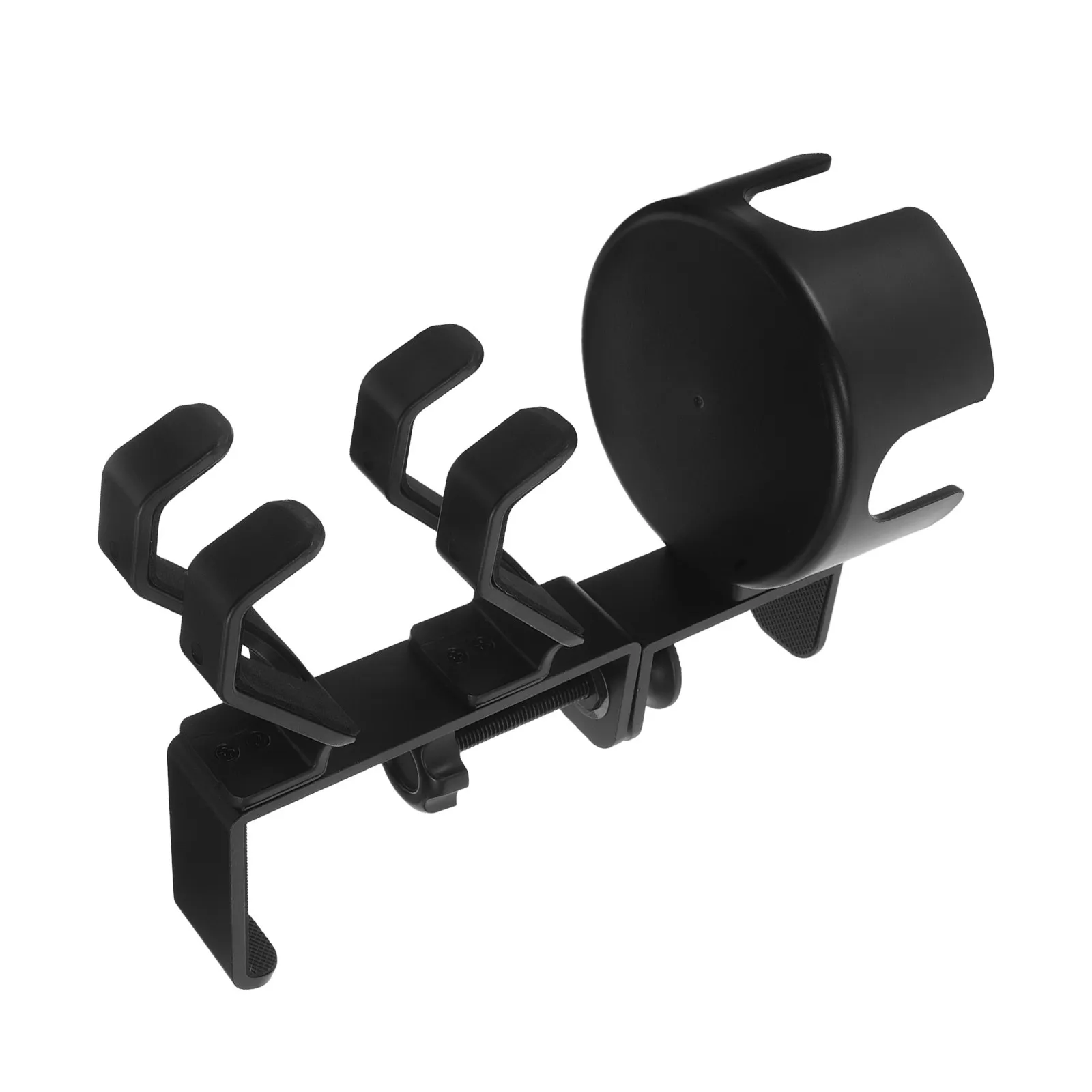 Desk Headphone Holder Black Metal Multi-Use Earphone Storage Stand Headset Hook Clamp Organizer Cup Holder Universal Controller