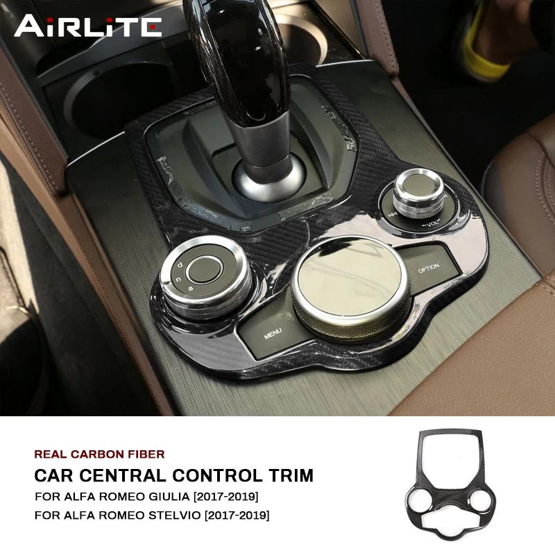 

Real Dry Carbon Fiber For Alfa Romeo Giulia Stelvio 2017-2019 Car Center Console Gear Shift Panel Frame Cover Trim Accessories