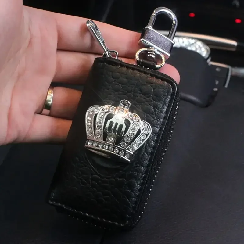 Creative Rhinestone Crystal Crown Car Key Case Durable Universal Key Case Storage Bag, Key Shell Cover Protective Cover