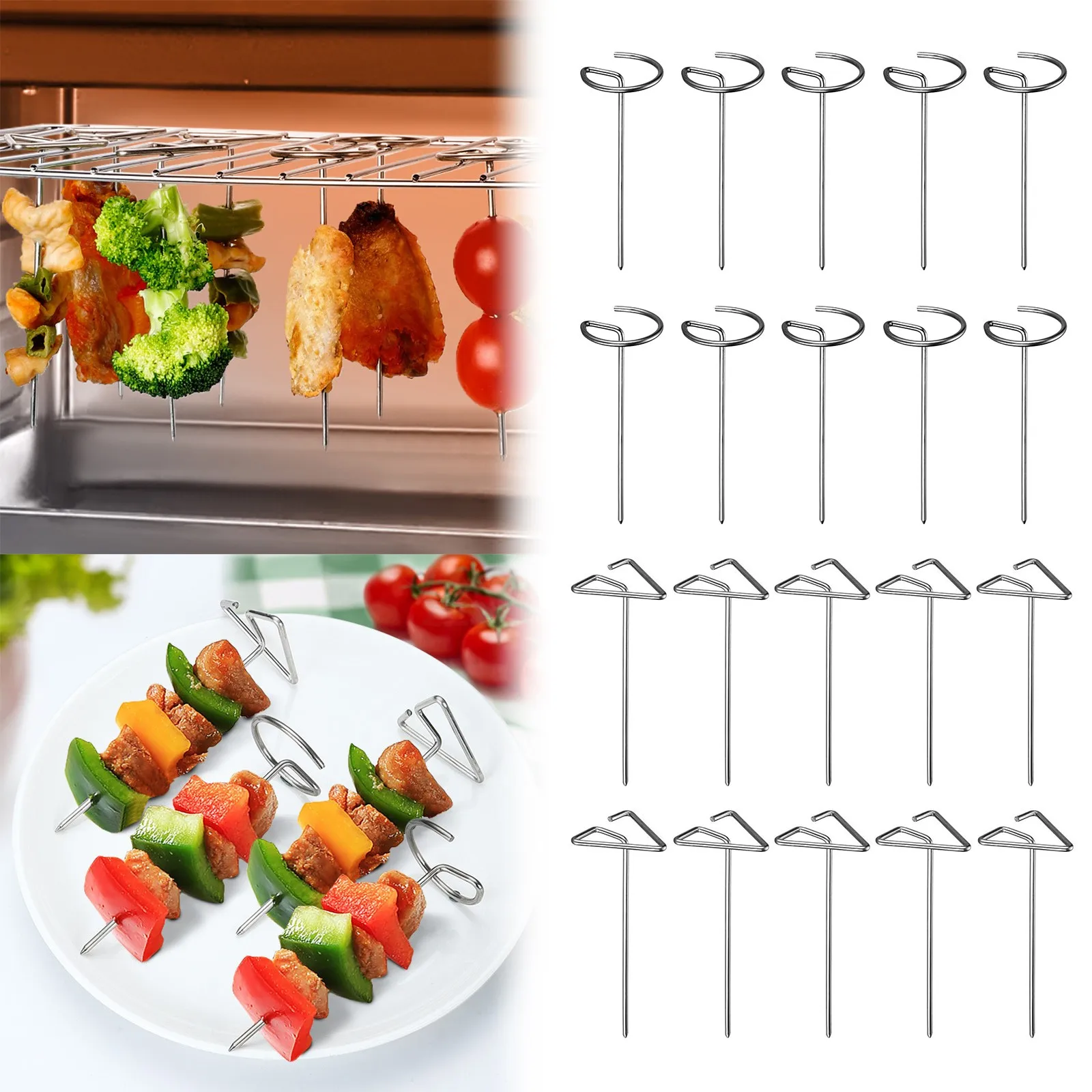 

10pc Oven Hanging Barbecue Fork Oven Hanging Vertical Skewer Stainless Steel Barbecue Skewer Oven Accessories