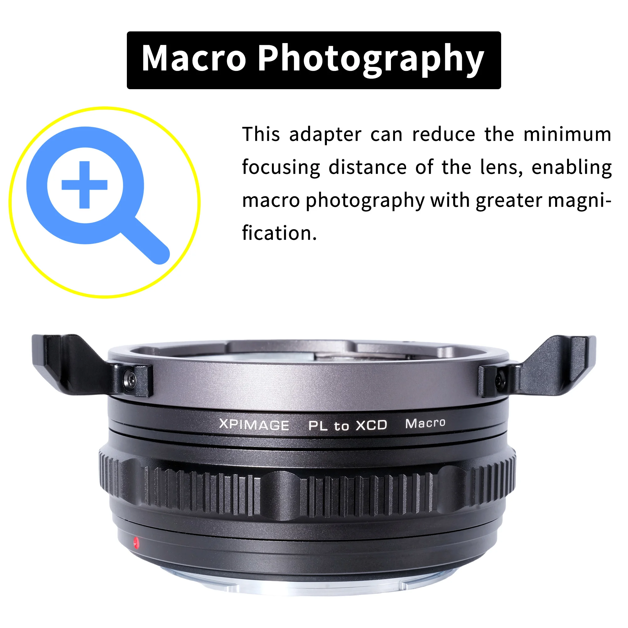 XPIMAGE Lens Mount Adapter Ring for PL Lenses to Hasselblad X System XCD Mount Cameras with Macro Focusing X1D X2D 907X