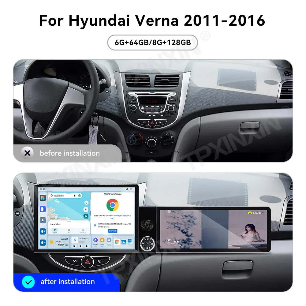Car Accessories Radio For Hyundai Verna 2011-2016 Android Auto GPS Navigation Multimedia Stereo Receiver Head Unit Offline Maps