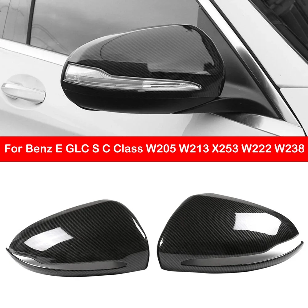 For Mercedes-Benz E GLC S C Class W205 W213 X253 W222 W238 LHD Car Rearview Side Mirror Cover Wing Cap Exterior Rear View Trim