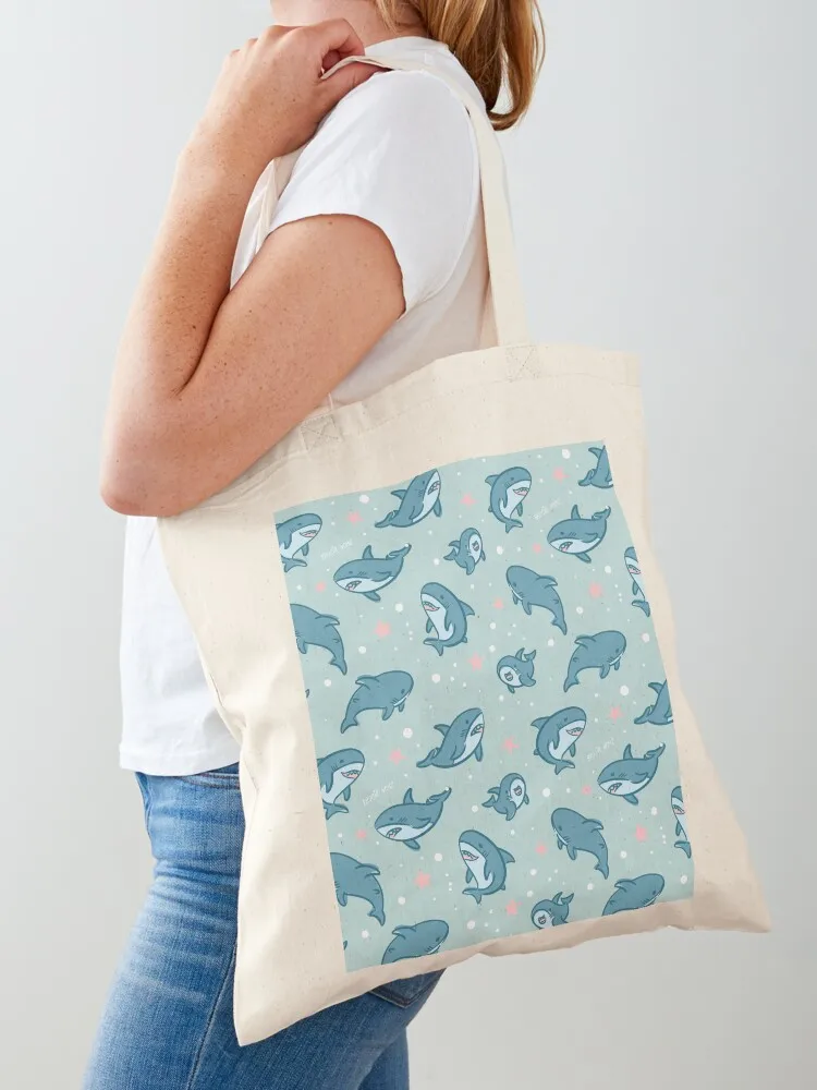 

Brucie Blahaj shark under the sea pattern (Teal) Tote Bag Handbags hand bag sac pour femme tote bag
