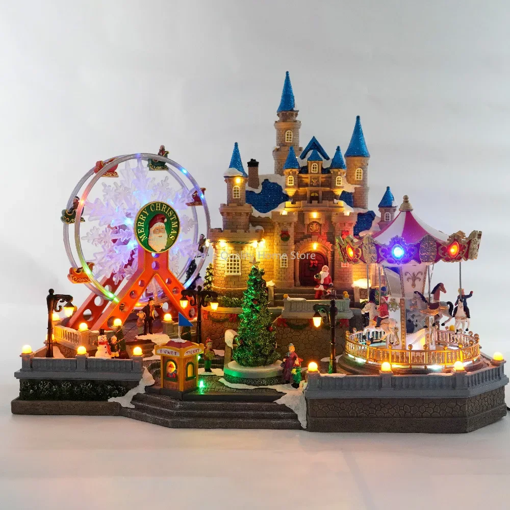 Large Luminous Music House European-style Castle Amusement Park Christmas Decorations Holiday Gift Ornaments