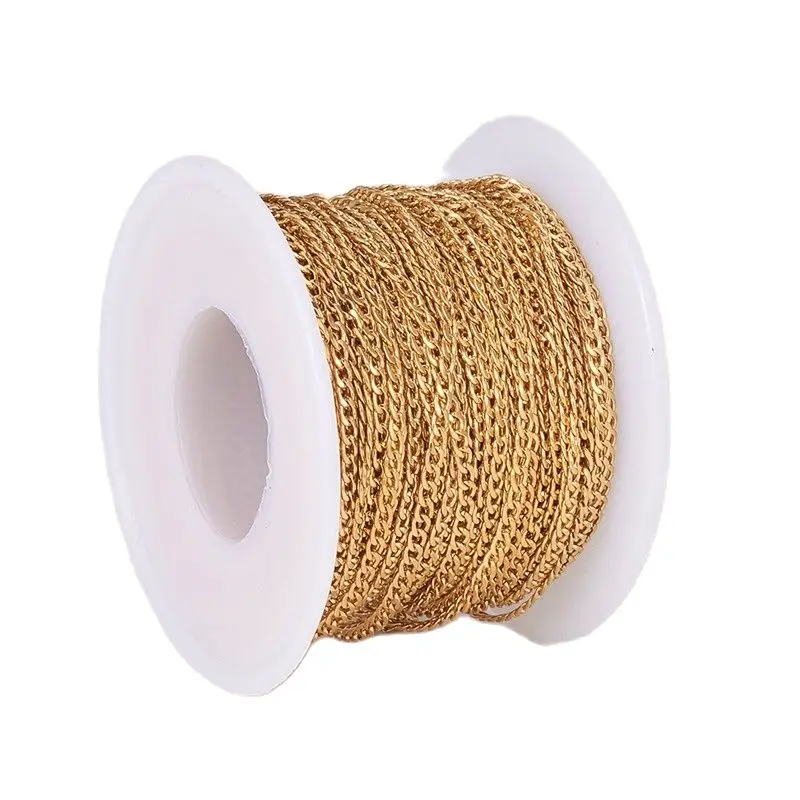 25m/roll Stainless Steel Curb Cuban Chains for DIY Jewelry Making Necklaces Chokers Bracelets Anklets Chains Links Accessories