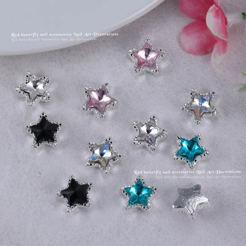 10PCS 3D Nail Art Decorations Stars Rhinestone Charms Supplies Luxury Alloy Parts For Manicure Deco Nails Decoration Accessories
