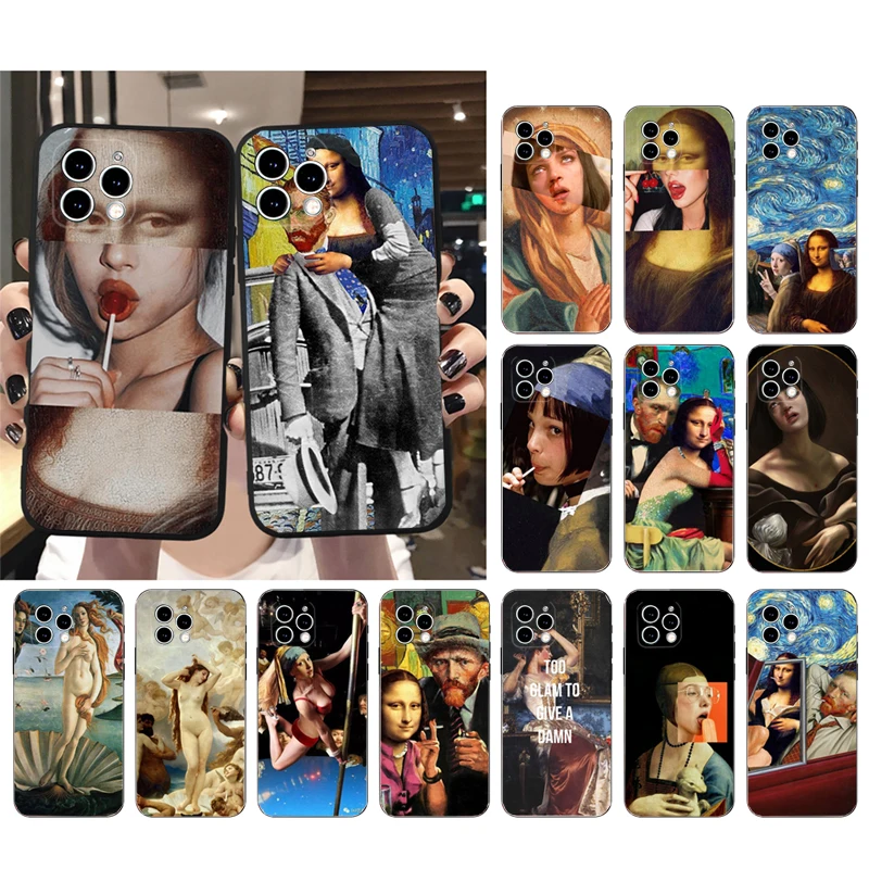 

Phone Case For iphone 17 Pro Max 17 Pro Air 16 15 14 13 Pro Max 15 16 Pro 15Plus Art Aesthetic Mona Lisa Birth Of Venus Van Gogh