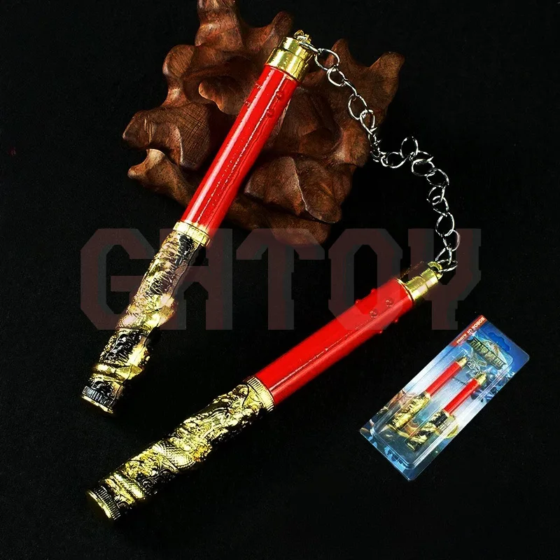 12cm/4.72in gra dla pokoju boski smok Nunchucks metalowa broń Model Prop ozdoba kolekcja wyświetlacz na biurko prezent zabawka dla chłopca