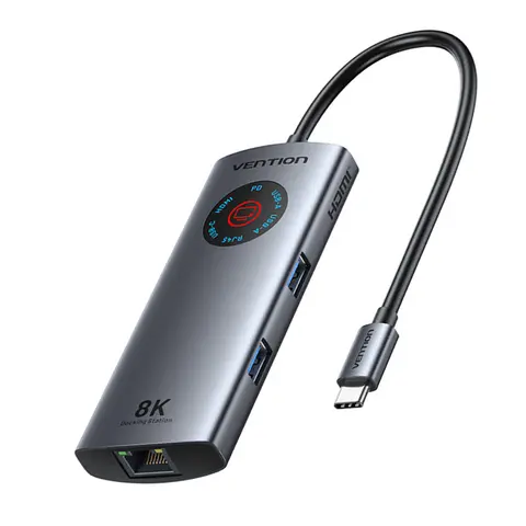 Vention USB C 8K 4K HDMI HUB Led Display USB A C 3.0 3.2 Gen1 Ethernet 1000Mbps Adapter for MacBook iPad HP Dell Samsung Laptop