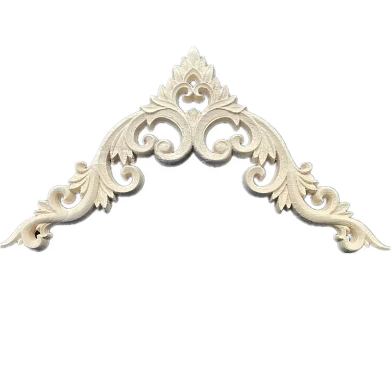 10-30cm Upright Unpainted Woodcarving Decal Corner Strip Applique Frame Home Furniture Wall Cabinet Door Decor Miniature