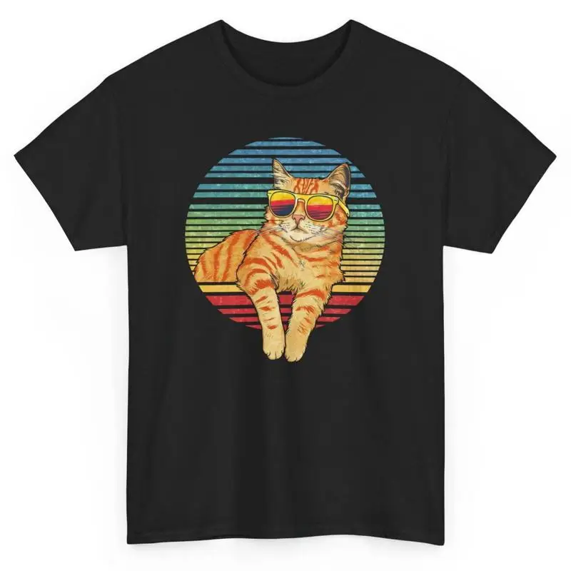 

Vintage Cool Orange Cat Wearing Sunglasses T Shirt Lovers