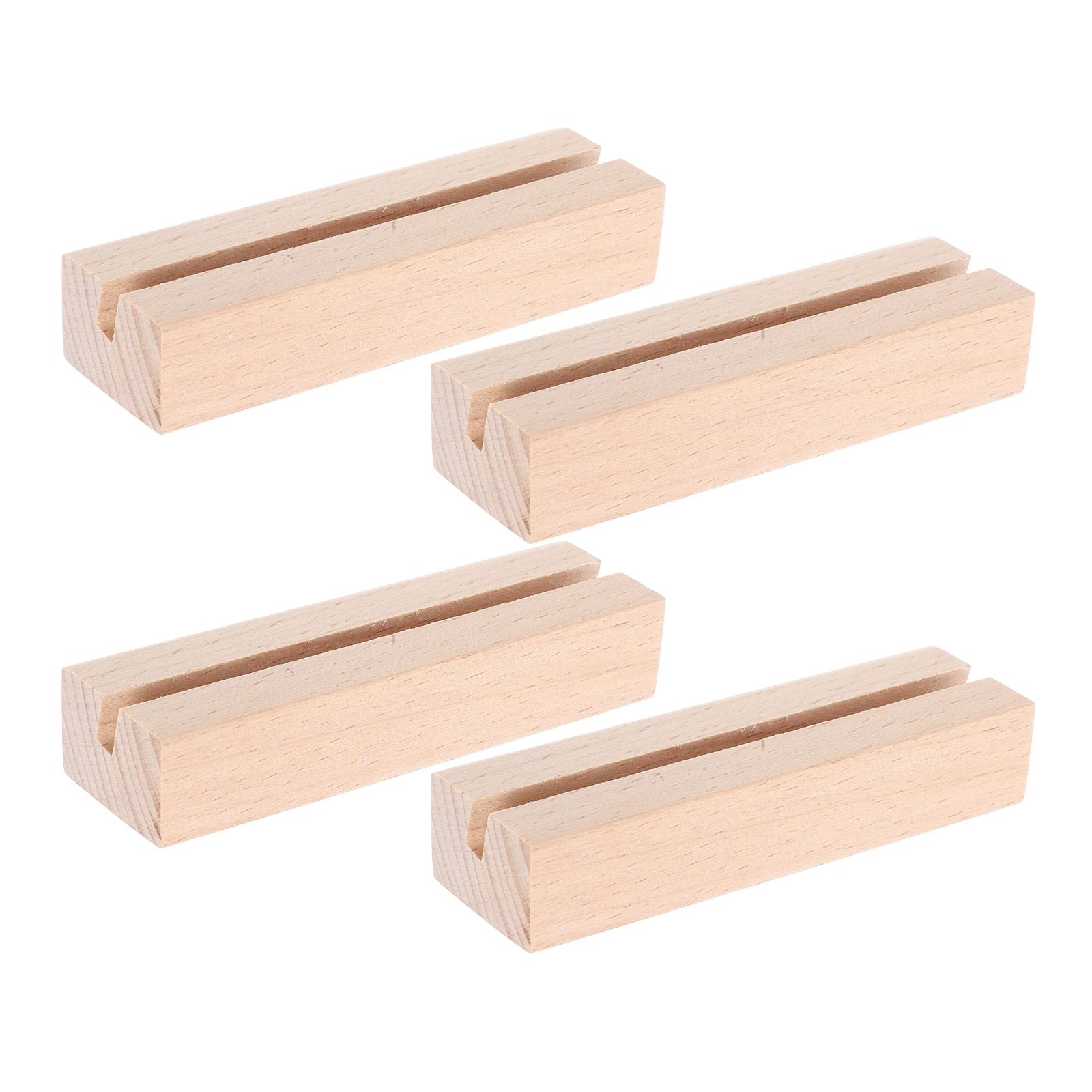 

4 Pcs Photo Wooden Base Calendar Stand Card Holder Wood Display Stand Reliable Crafted Stable Slot Design Home Office Decor