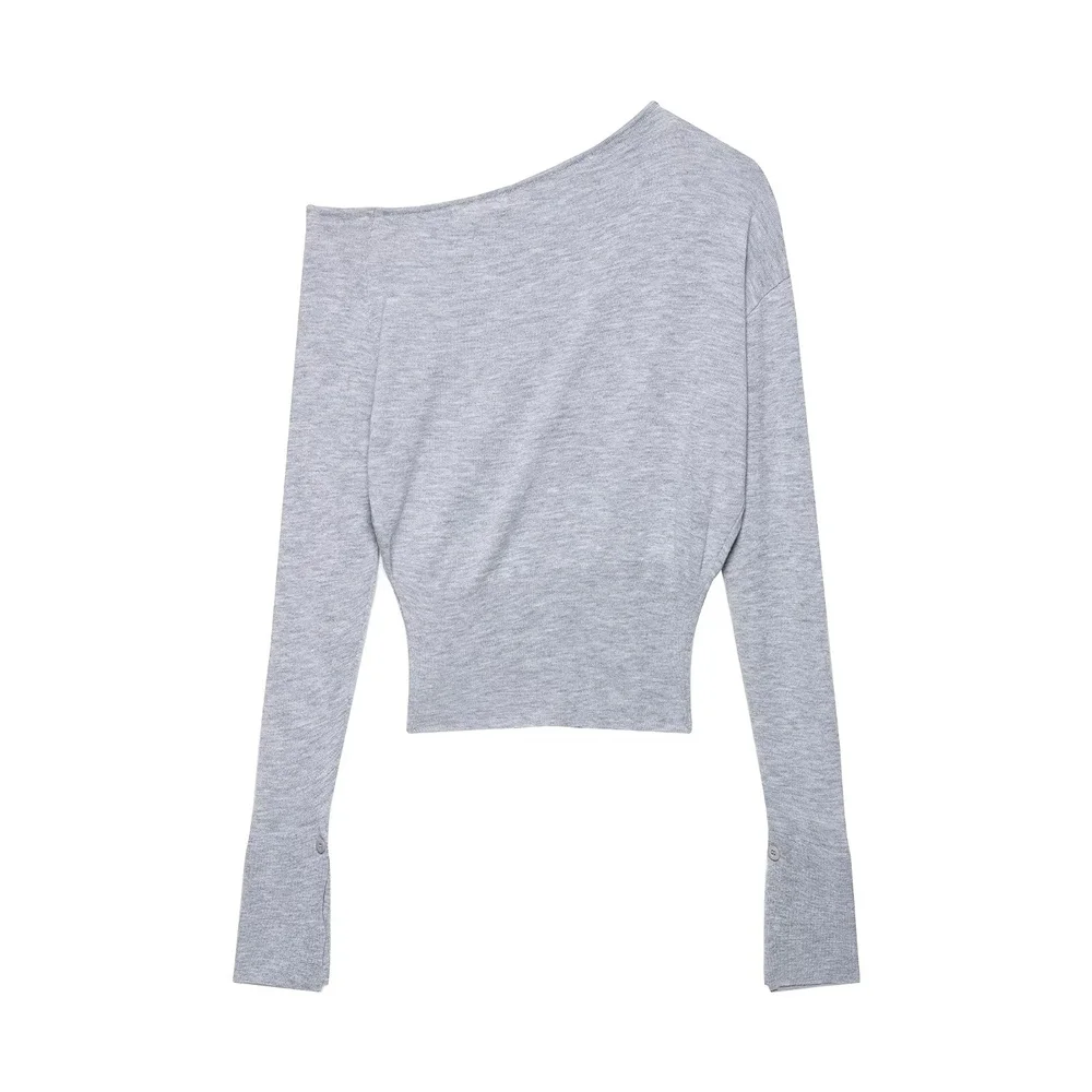 خريف جديد وصول النمط الأوروبي والأمريكي المرأة أزياء بسيطة تنوعا خارج الكتف الشق سترة برقبة على شكل v