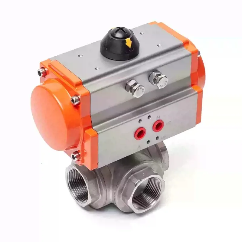 

Pneumatic internal thread three-way ball valve T type L type cut-off reversing valve DN8 DN10 DN15 304 stainless steel wire port