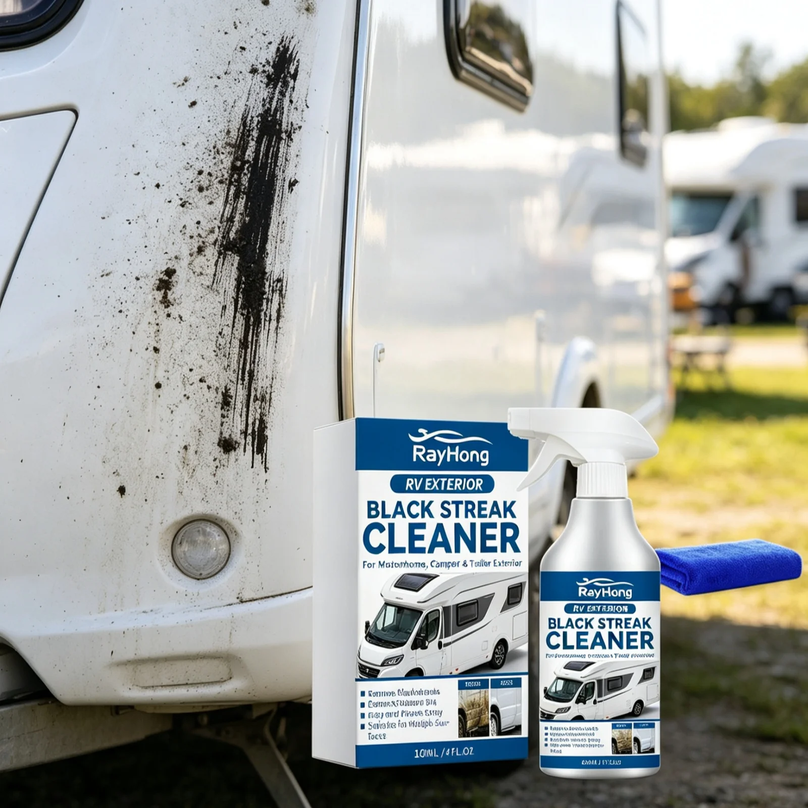 RV Sidewall Cleaner Remove Exterior Black Streak Surface Accumulated Stains Enhance Vehicle Cleanliness Paint Maintenance Spray