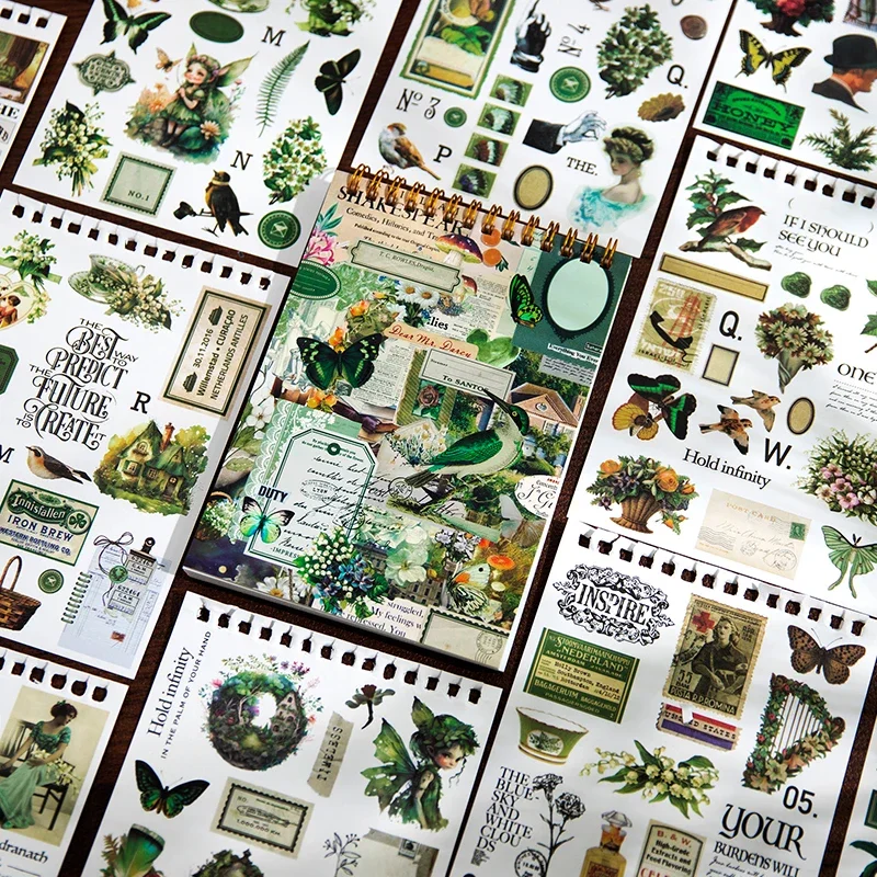 50 sztuk Vintage botaniczna torba z naklejkami seria książek życia dekoracja naklejki na etykiety tło albumu Scrapbooking Craft Stationery