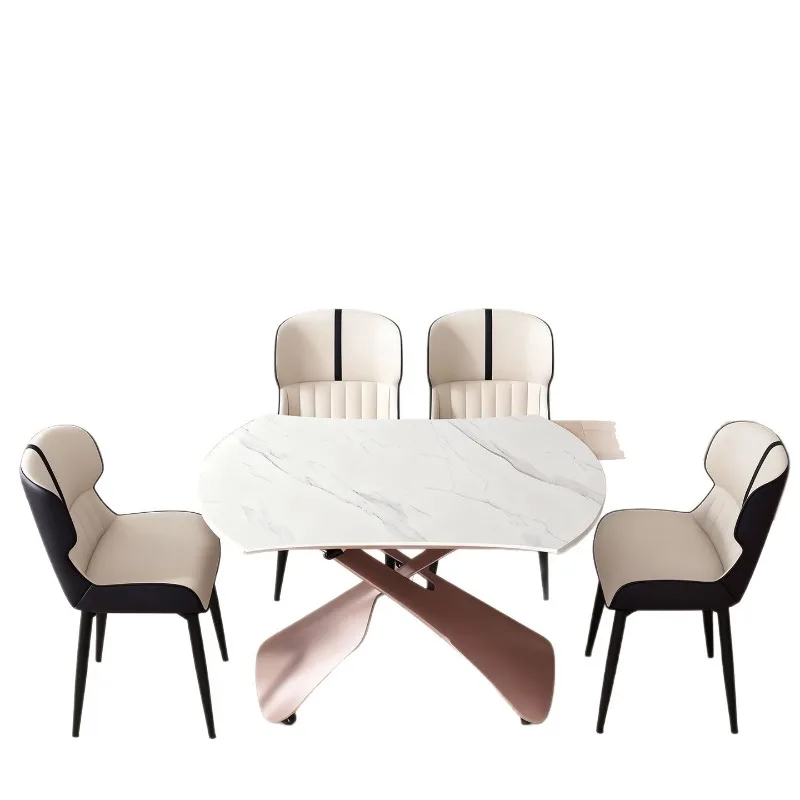 Lifting rock slab coffee table dining table dual-purpose living room variable round mobile folding